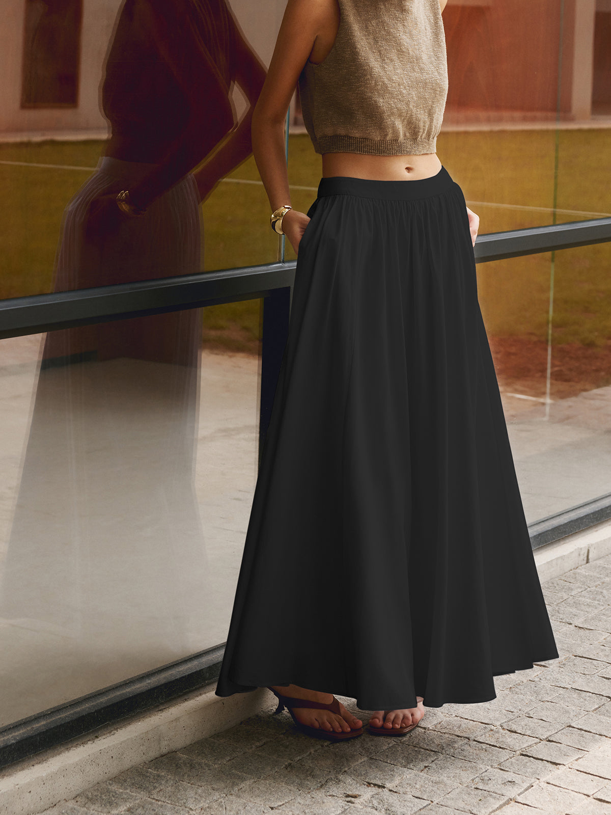 CBR™ | MARISTE Linen Pleated Maxi Skirt