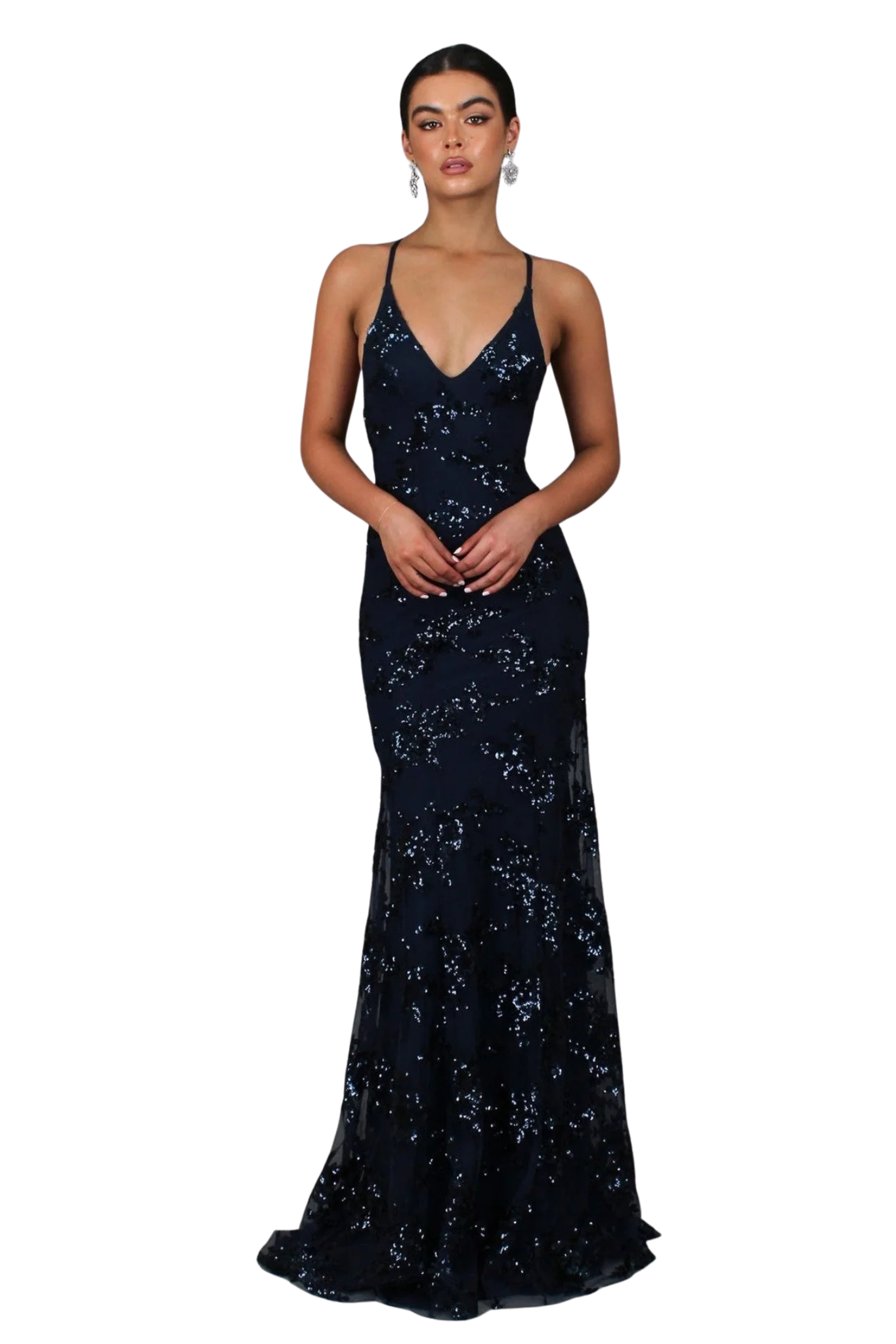 CBR™ | SERENYA Sequin V-Neck Backless Maxi Dress