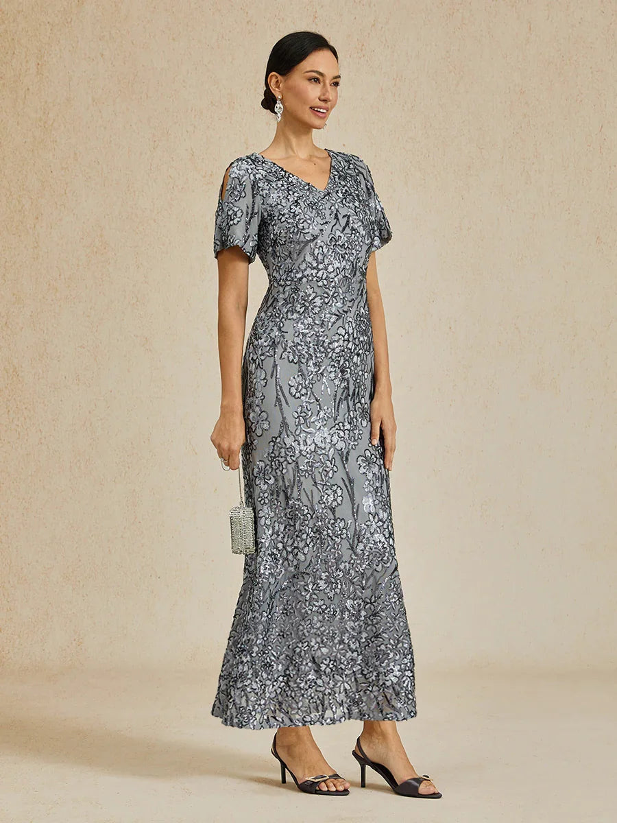 CBR™ | Elegante Abito Maxisequins con Scollatura a V e Spalle Scoperte