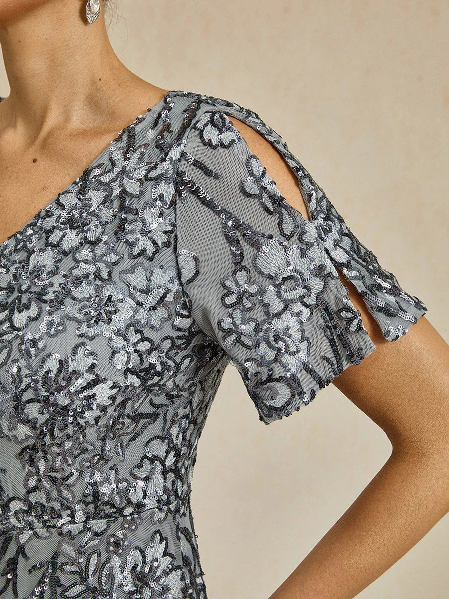 CBR™ | Elegante Abito Maxisequins con Scollatura a V e Spalle Scoperte