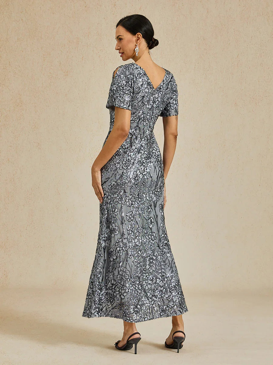 CBR™ | Elegante Abito Maxisequins con Scollatura a V e Spalle Scoperte