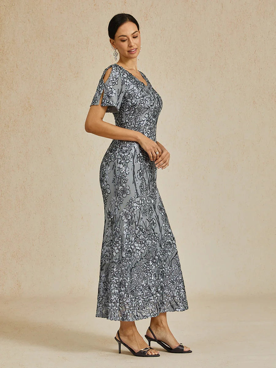 CBR™ | Elegante Abito Maxisequins con Scollatura a V e Spalle Scoperte