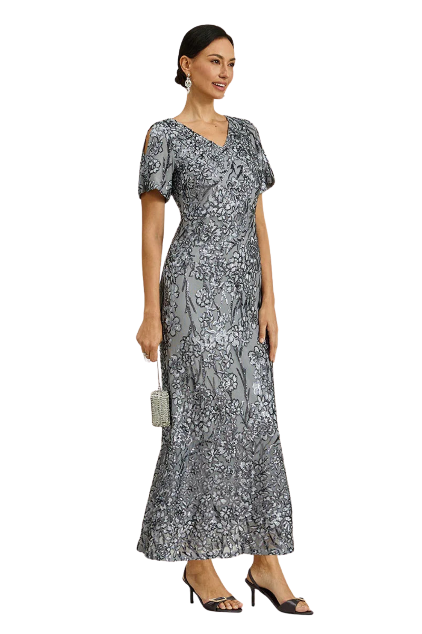 CBR™ | Elegante Abito Maxisequins con Scollatura a V e Spalle Scoperte