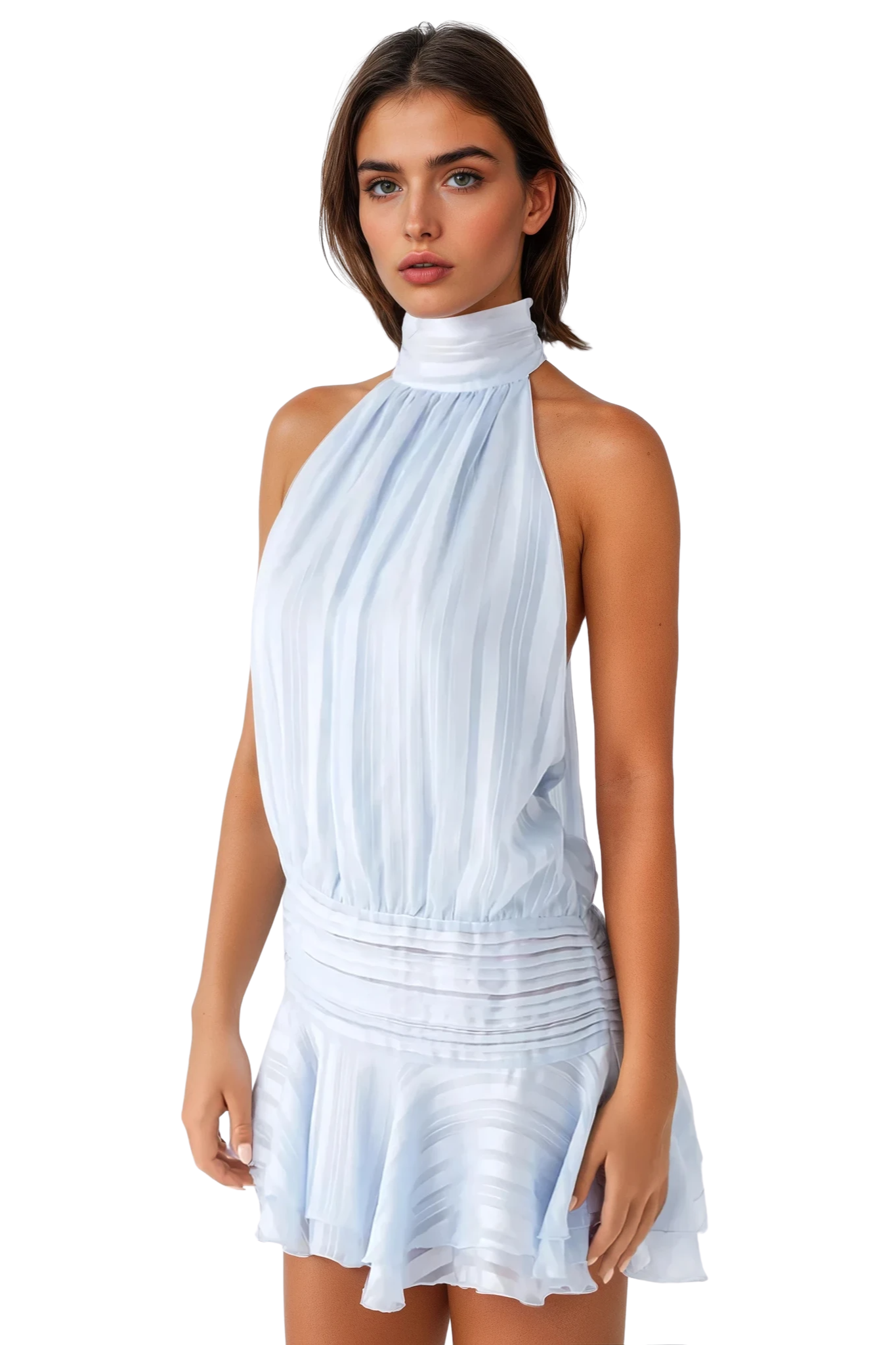 CBR™ | SERENELLA Beaded Waist Chiffon Mini Dress