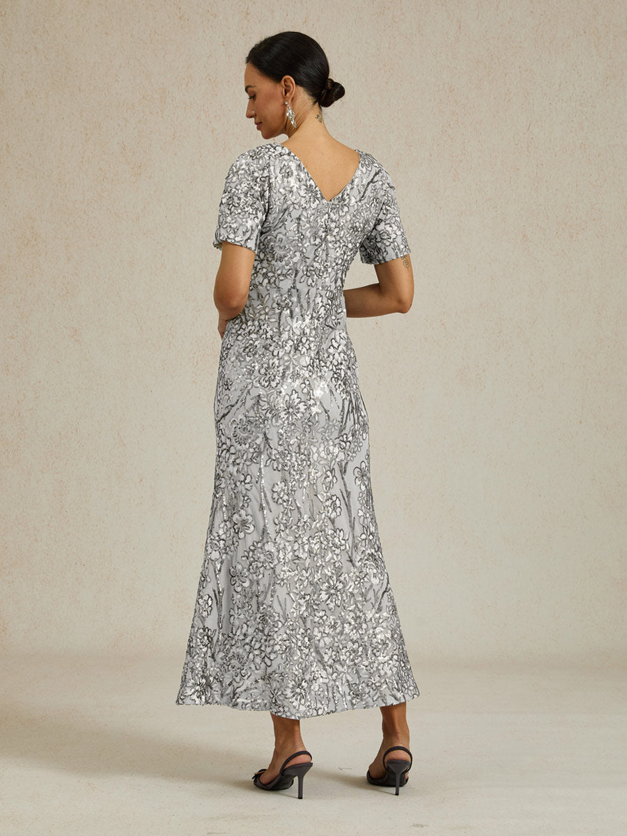 CBR™ | Elegante Abito Maxisequins con Scollatura a V e Spalle Scoperte