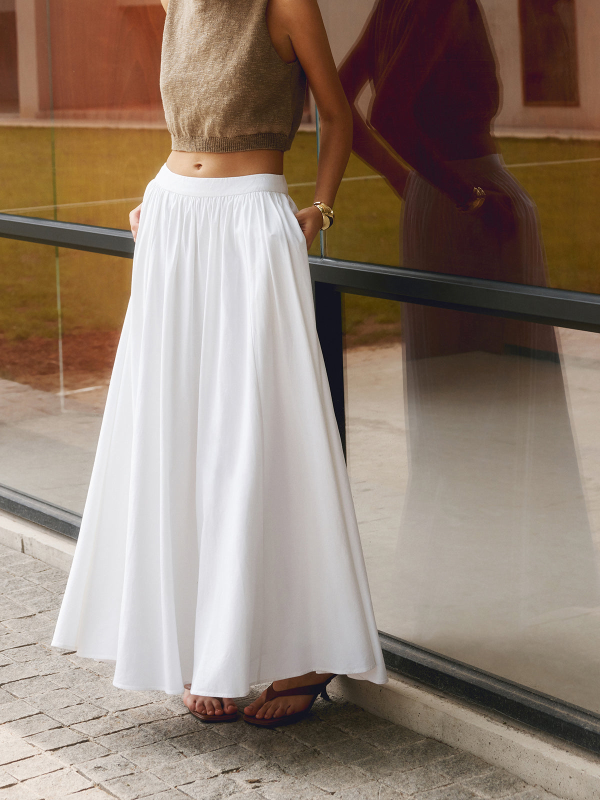 CBR™ | MARISTE Linen Pleated Maxi Skirt