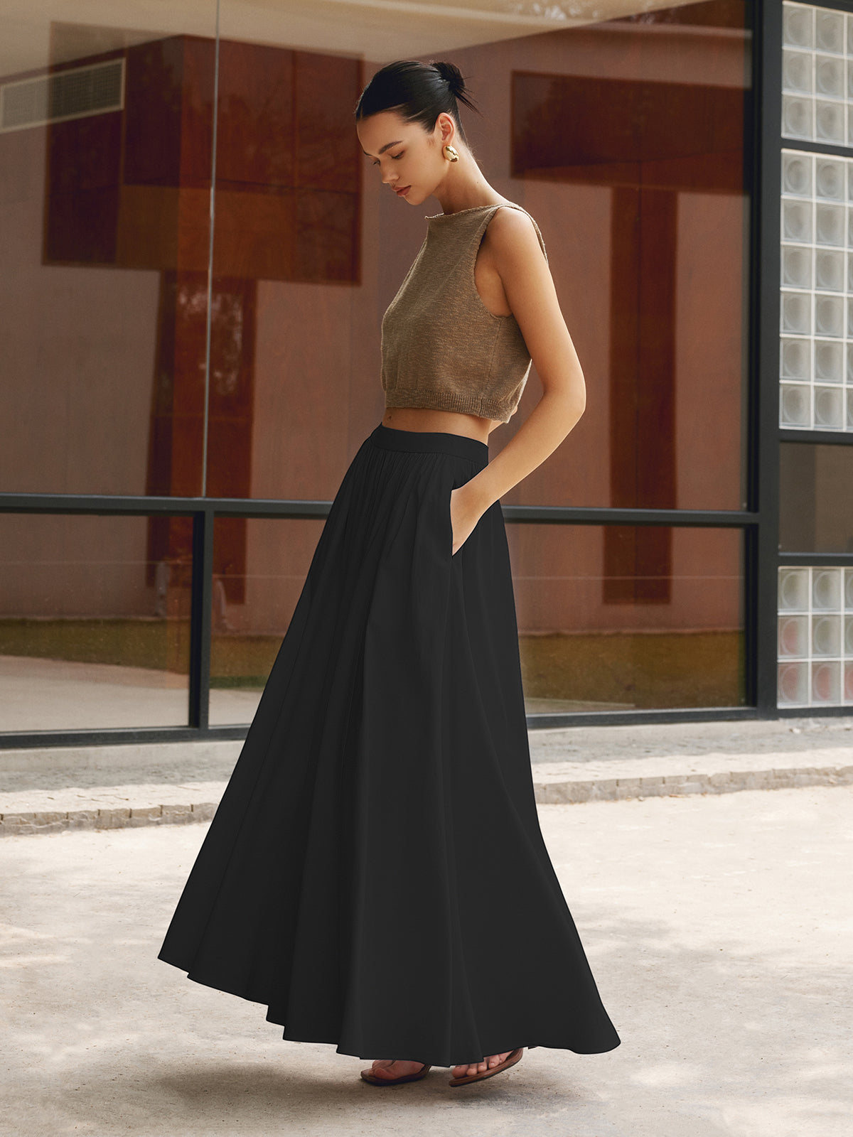 CBR™ | MARISTE Linen Pleated Maxi Skirt