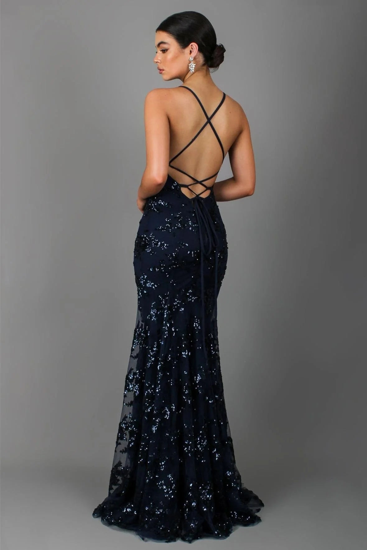 CBR™ | SERENYA Sequin V-Neck Backless Maxi Dress