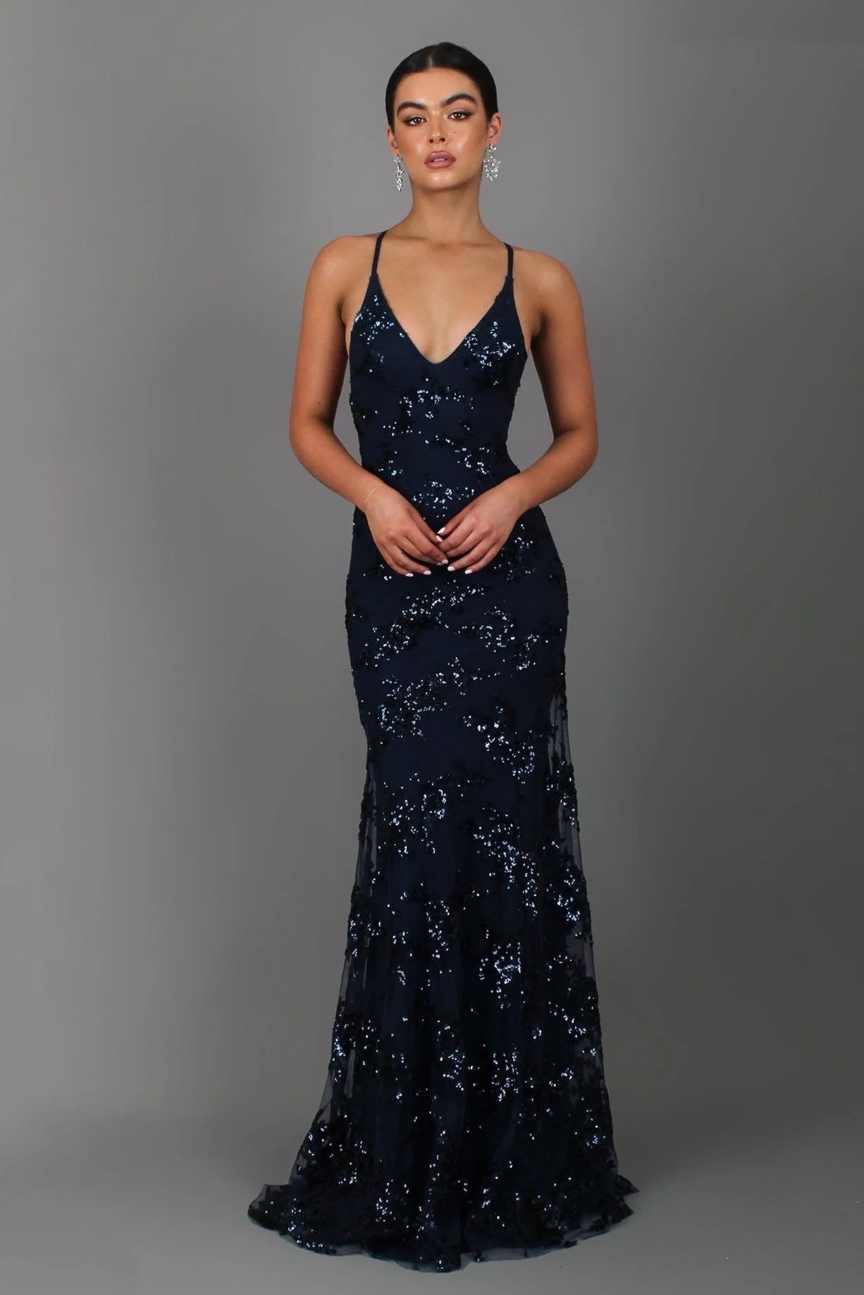 CBR™ | SERENYA Sequin V-Neck Backless Maxi Dress
