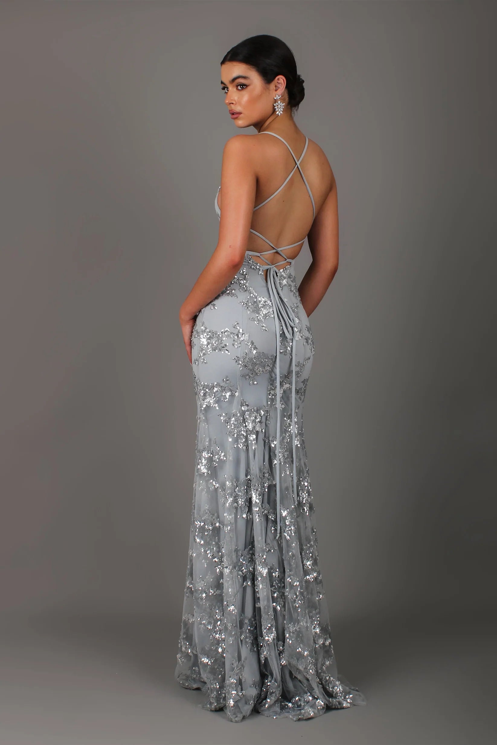 CBR™ | SERENYA Sequin V-Neck Backless Maxi Dress